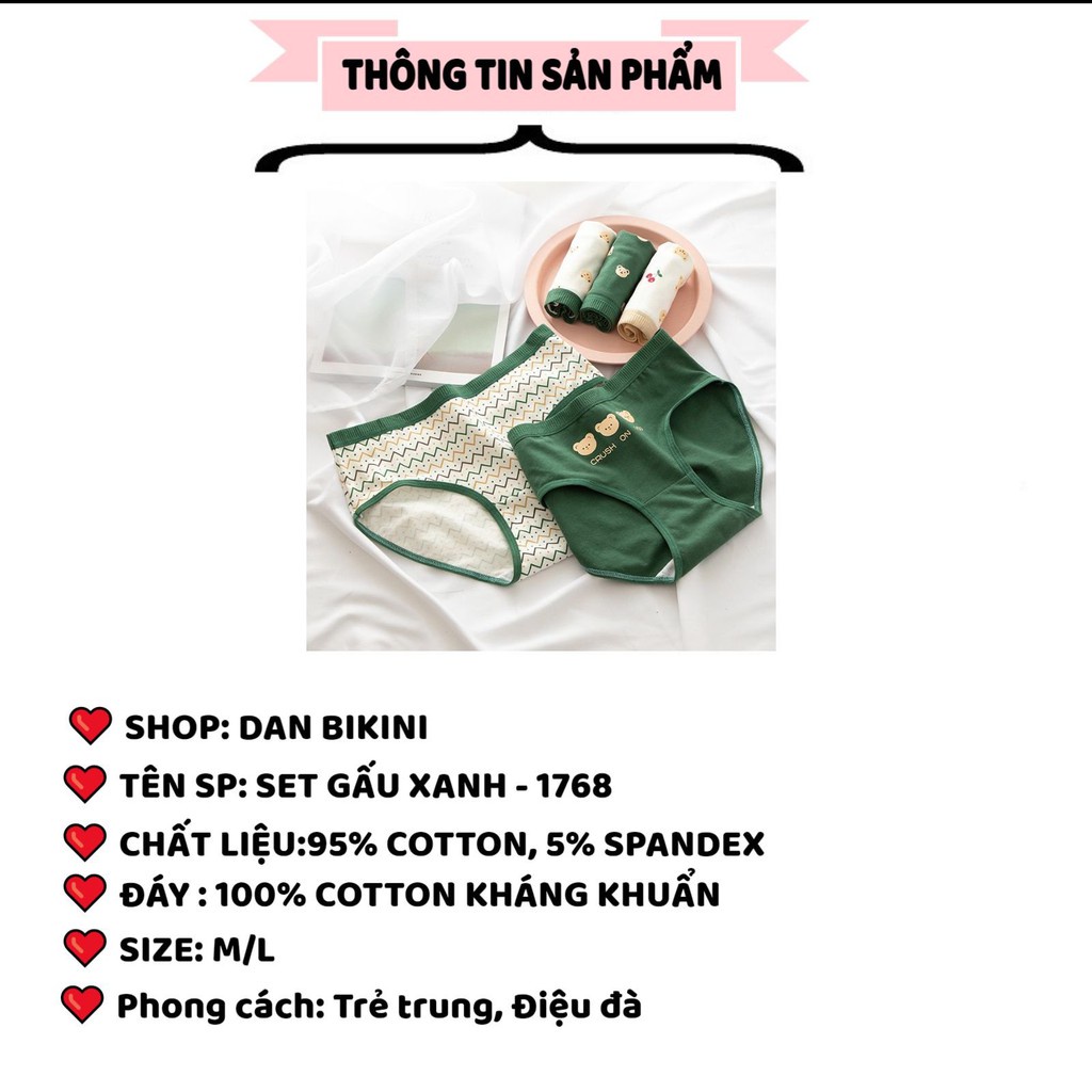 Quần Lót Nữ ❤️FREESHIP❤️ Quần Cotton Nữ họa tiết gấu xanh đáng yêu ngộ nghĩnh mã 1768