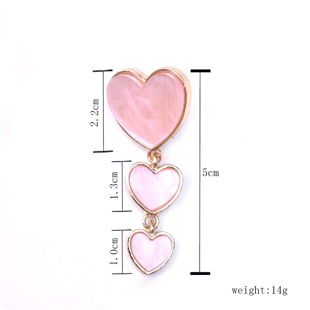 MXGOODS Multi-layer Metal Acrylic Love Heart Accessories Ear Studs
