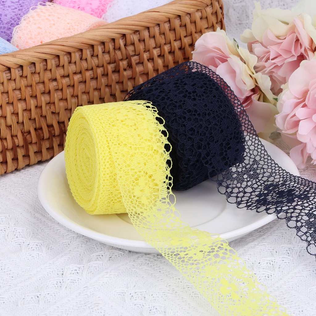 Cuộn Vải Ren Rộng 40mm Dài 10 Yard Dùng Làm Rèm Cửa / Trang Trí DIY