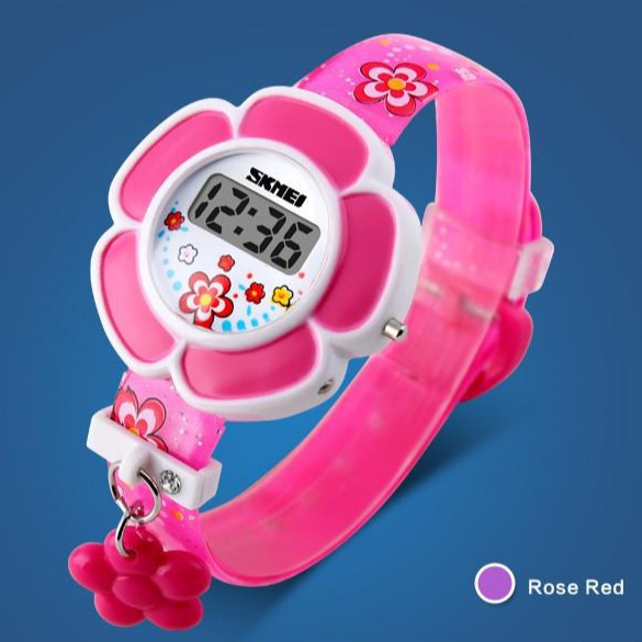Đồng hồ đeo tay kỹ thuật số SKMEI bằng nhựa thiết kế hình bông hoa 3D cho bé trai và bé gái