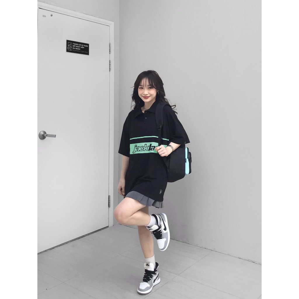 Áo Polo Oversize POOF, JACKLANE, Áo polo cộc tay Unisex Jack Lane