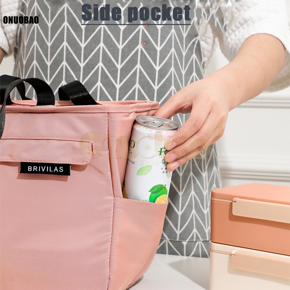 Túi nhựa đựng thức ăn trưa Onuobao chất liệu giấy nhôm cách nhiệt có túi bên