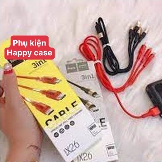 Cáp sạc Hoco X26 3 đầu IP- Micro-Type C dây dù,chống đứt,,bảo hành 6 tháng