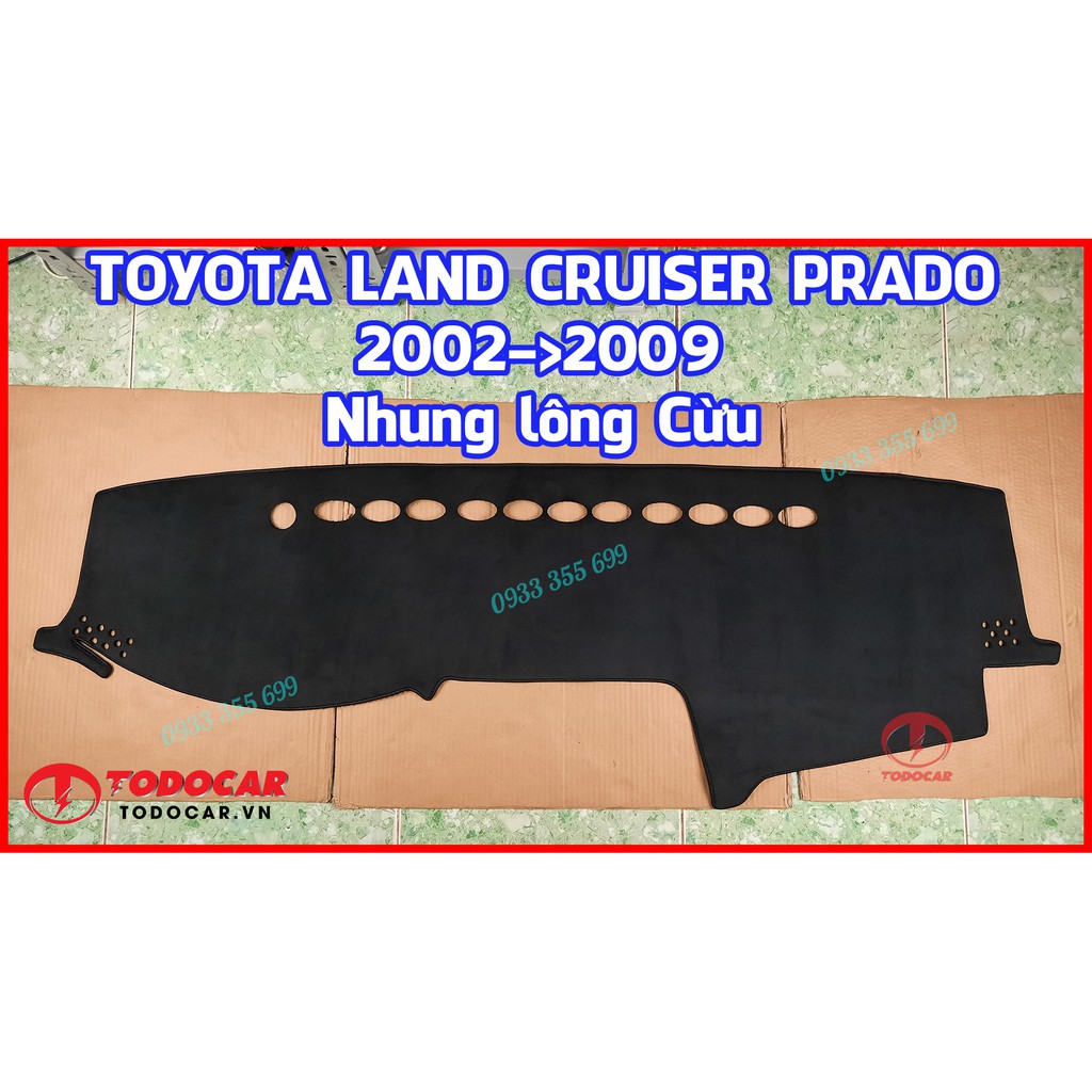 Thảm Taplo TOYOTA LAND CRUISER PRADO bằng Nhung lông Cừu, Da vân Carbon, Da vân Gỗ