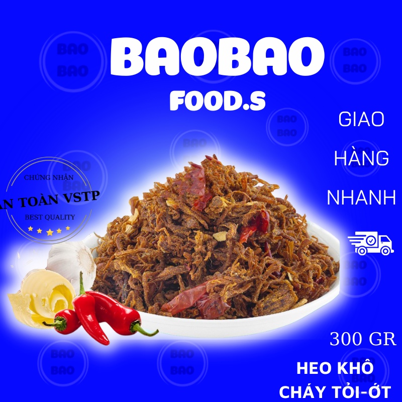 Khô heo cháy tỏi 🐷 HEO SẠCH 🐷 Lợn cháy tỏi xé dai dai, Đồ ăn vặt Baobao.foods