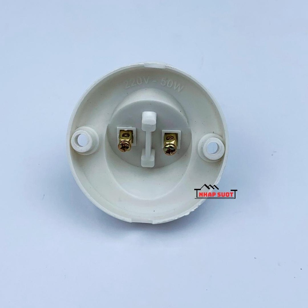 Đui gắn tường, trần, xoáy bóng đèn màu trắng sứ kiểu dáng đui chếch, vát, đứng