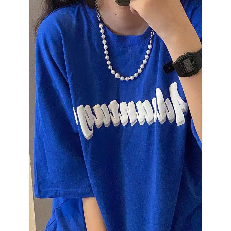 AMOI Áo Thun Tay Ngắn In Chữ Phong Cách Hàn Quốc Thời Trang Dành Cho Nữ 2022