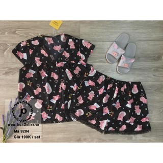 BIGSIZE - Bộ đồ ngủ lụa phối ren (MS 9284) đồ mặc nhà big size