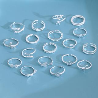 Nhẫn kim loại xi bạc có thể điều chỉnh kích thước phong cách Hàn Quốc dành cho bạn nữ