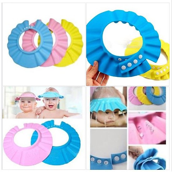 Mũ tắm gội đầu chắn nước cho bé, nón đội đầu khi tắm bảo vệ tai có thể điều chỉnh vòng đầu