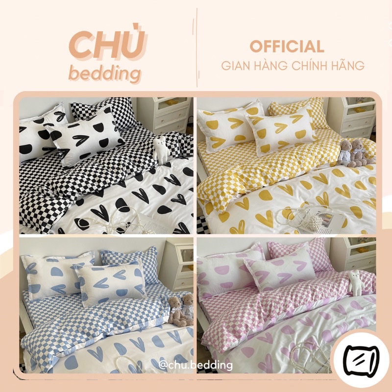 FULL 5 MẪU TRÁI TIM ✨Bộ chăn ga gối poly cotton