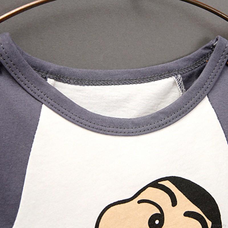 Bộ đồ gồm áo thun không tay hình cậu bé bút chì + quần short đáng yêu cho bé