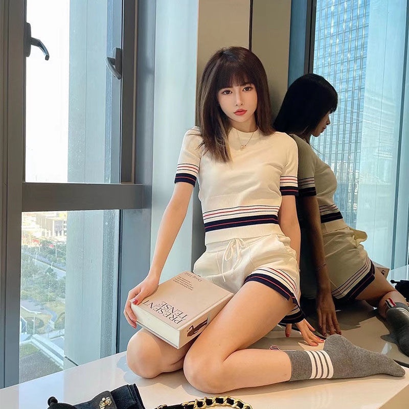 Bán Chạy!F &amp; X Bộ Đồ Thể Thao Hai Mảnh Áo Dệt Kim Ngắn Tay Phong Cách Thời Trang Mùa Hè 2022 Cho Nữ