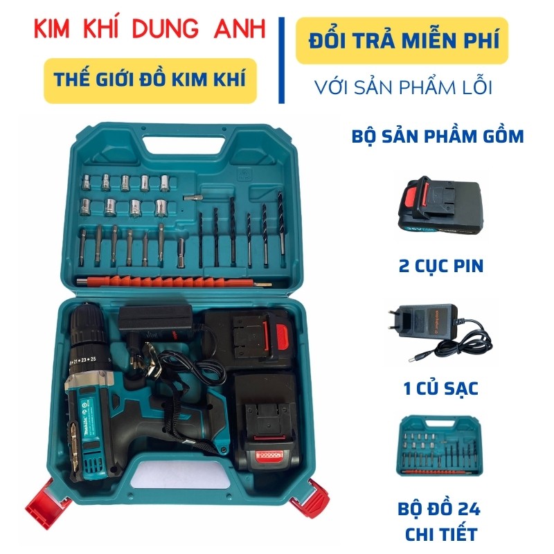 Máy khoan pin kim khí dung anh khoan pin Makita bộ 24 chi tiết bảo hành 6 tháng