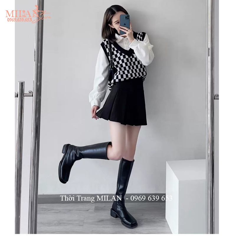 Chân váy xếp ly bản to dáng chân váy ngắn dập ly cạp cao khóa sườn kiểu chân váy tennis xếp li có quần trong đi biển học