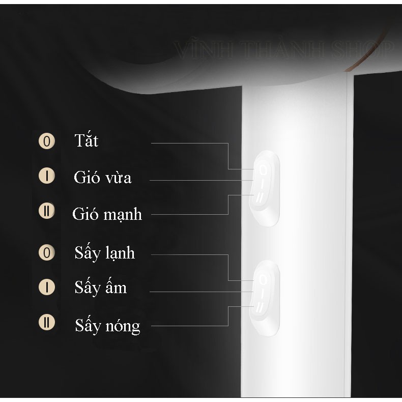 Máy Sấy Tóc Công Suất Lớn 2200W Tặng Kèm Đầu Sấy Tạo Kiểu