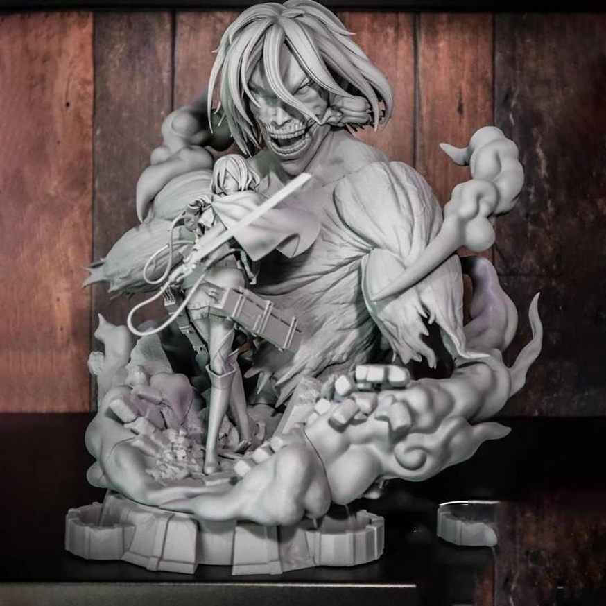 Mô Hình Misaka Ackerman And Eren Titan Bằng Chất Liệu Nhựa Resin - Cao 20 cm