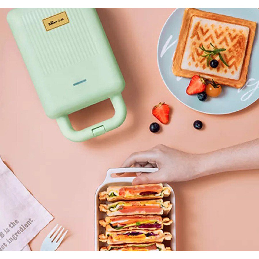 [BH 1 ĐỔI 1] Máy Kẹp Bánh Mì Sandwhich -  Waffle Bear Mini - Tiện Ích Cho Gia Đình - Làm Bữa Sáng
