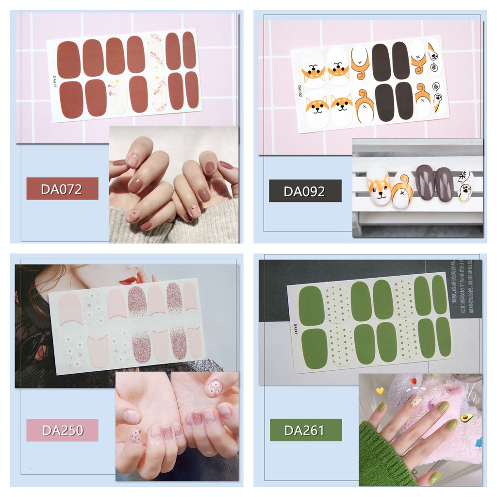 Sticker Dán Móng Tay set 14 miếng siêu xinh tiện lợi không thấm nước Nail Decals - Phần 3