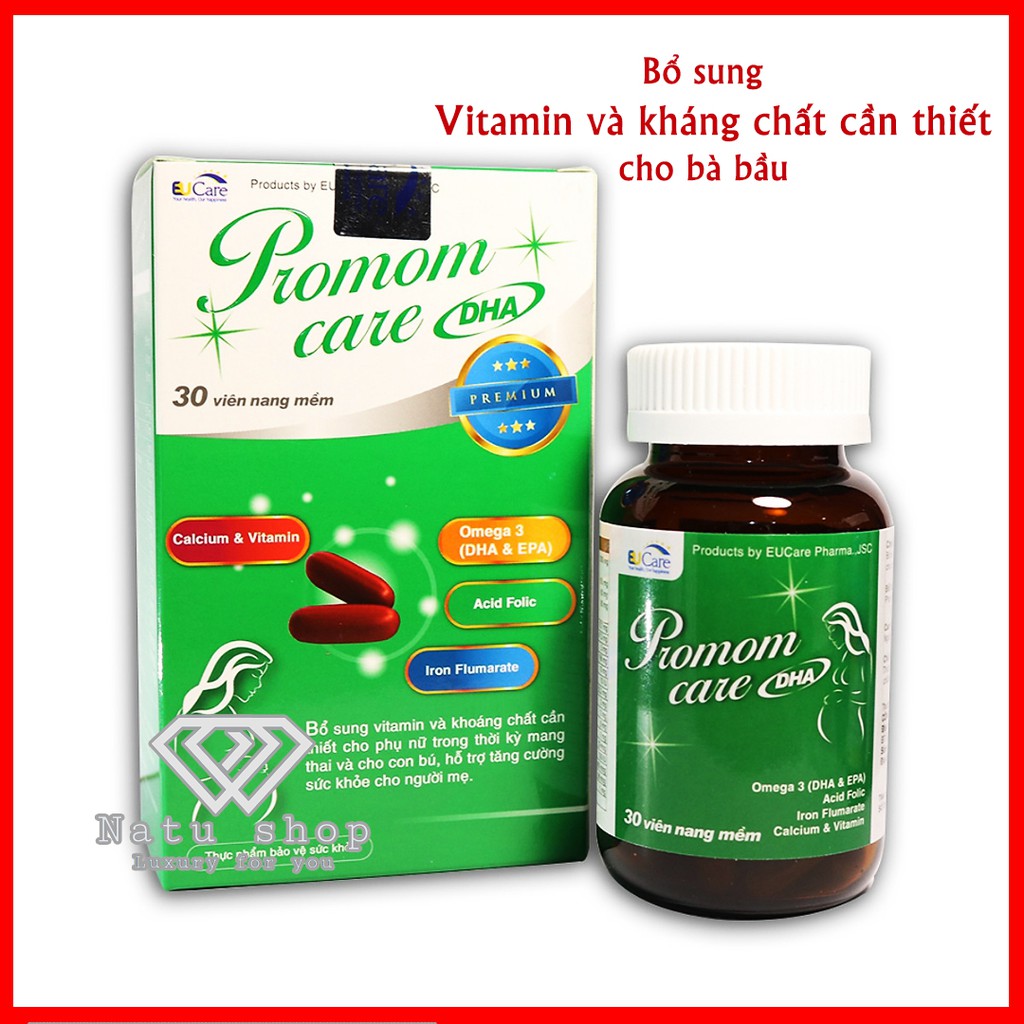 Viên uống Promom Care bổ sung Omega 3, DHA, EPA và Vitamin tổng hợp cho Bà bầu - Hộp 30 chuẩn GMP Bộ Y tế