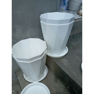 6 cái chậu nhựa mới kèm đĩa lót phi 25cm x30cm