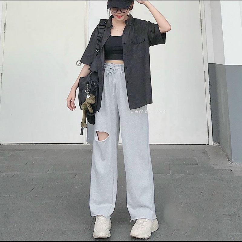 Quần Ống Rộng Nữ Vải Da Cá Cạp Cao Đủ Size M0233