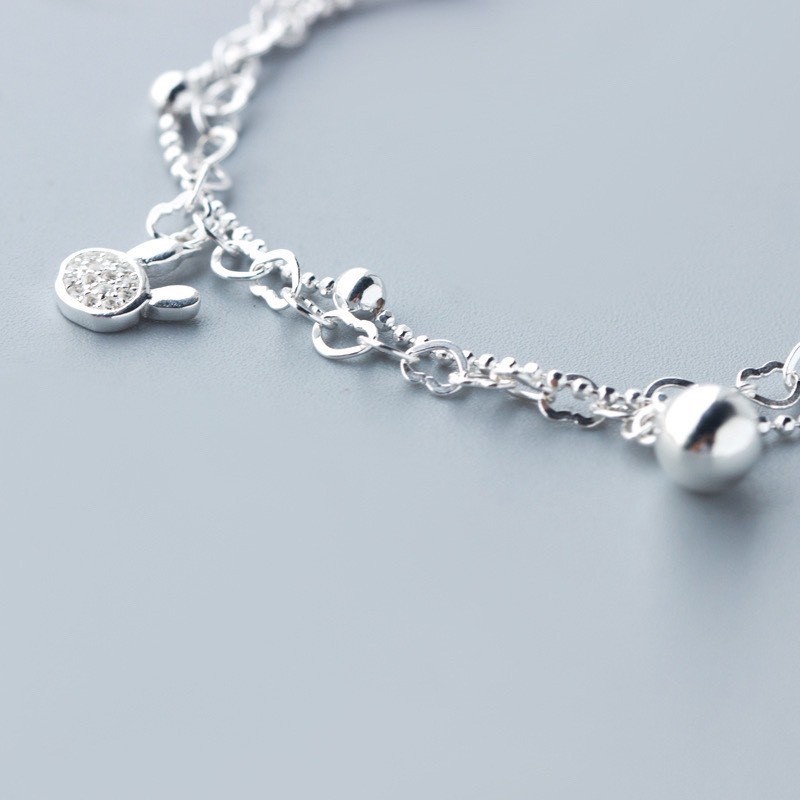 Lắc tay bạc H.A.S hình thỏ bunny đính đá - Vòng tay chuẩn bạc 925 LT0012