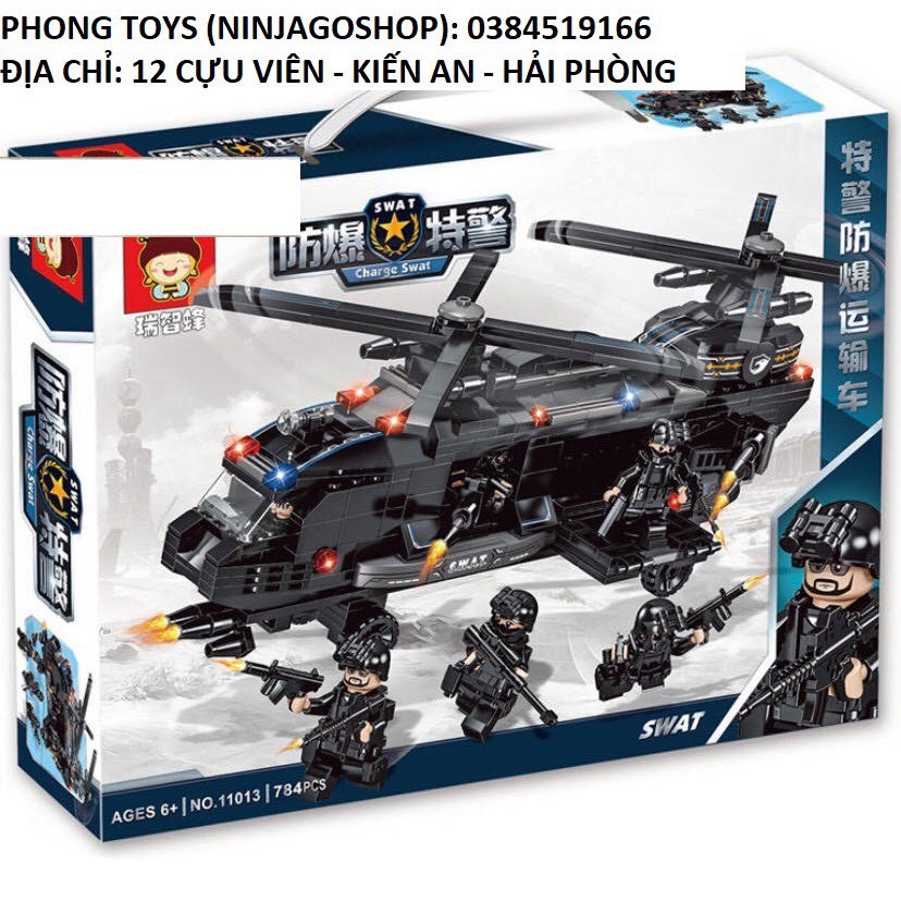 Lắp ráp xếp hình Lego City 11013 : Máy bay trực thăng của cảnh sát SWAT 784 chi tiết