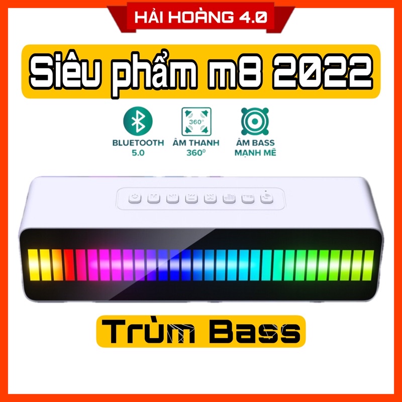 Loa Bluetooth Bass Mạnh M8 Công Suất 40W , Hiệu Ứng Đèn Led RGB Độ Nháy Theo Nhạc , Loa Mini Âm Thanh Sống Động