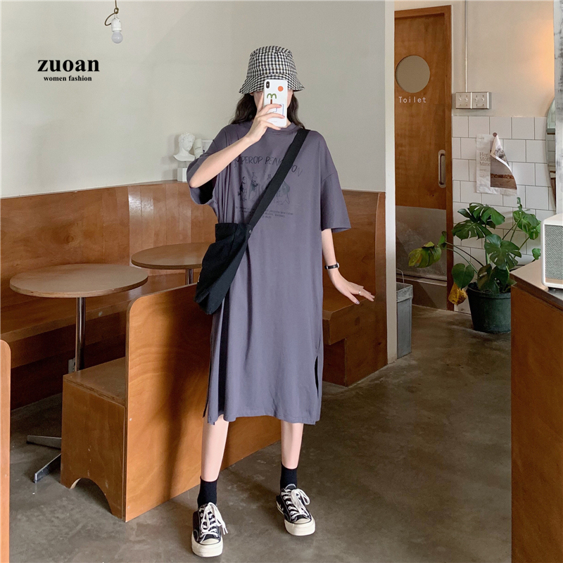 SUXI Đầm Midi Nữ Ngắn Tay In Họa Tiết Mới