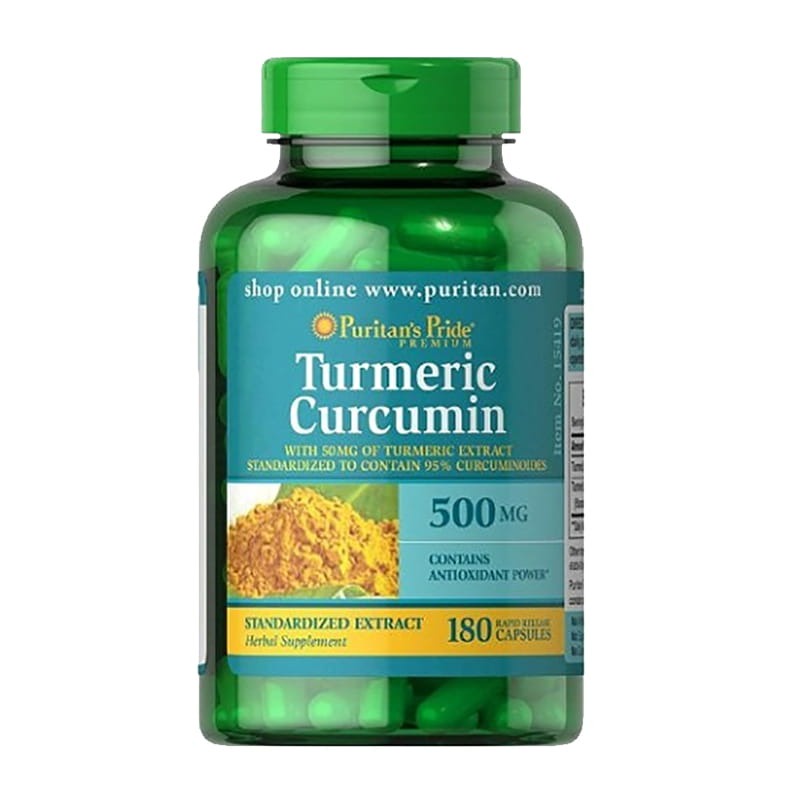 Tinh chất Nghệ tốt cho dạ dày, làm đẹp da chống lão hóa Puritan's Pride Turmeric 500 mg chai 180 viên nhập Mỹ