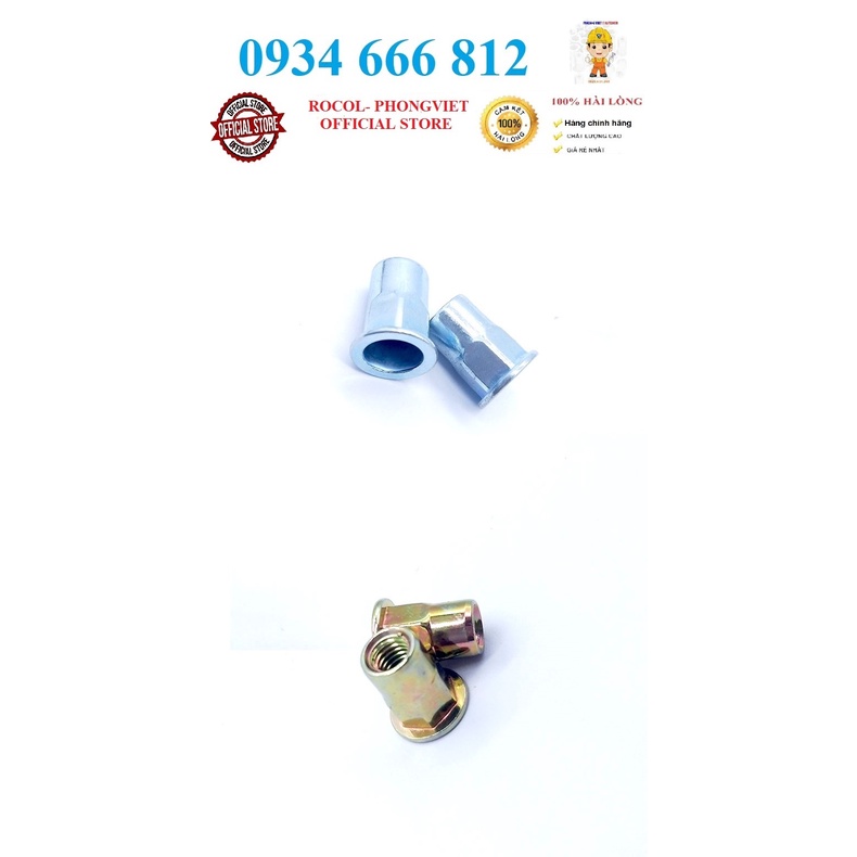 Combo 50c Ốc tán rút nửa lục M6 thép mạ