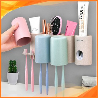 COMBO kệ đựng 3 cốc và 1 nhả kem đánh răng ECOCO Cao cấp GIÁ RẺ
