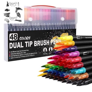 Colouring Pens 48 Colours Dual Brush Pens Felt Tip Pens Art Markers Drawing, Painting, Calligraphy, Colouring Books