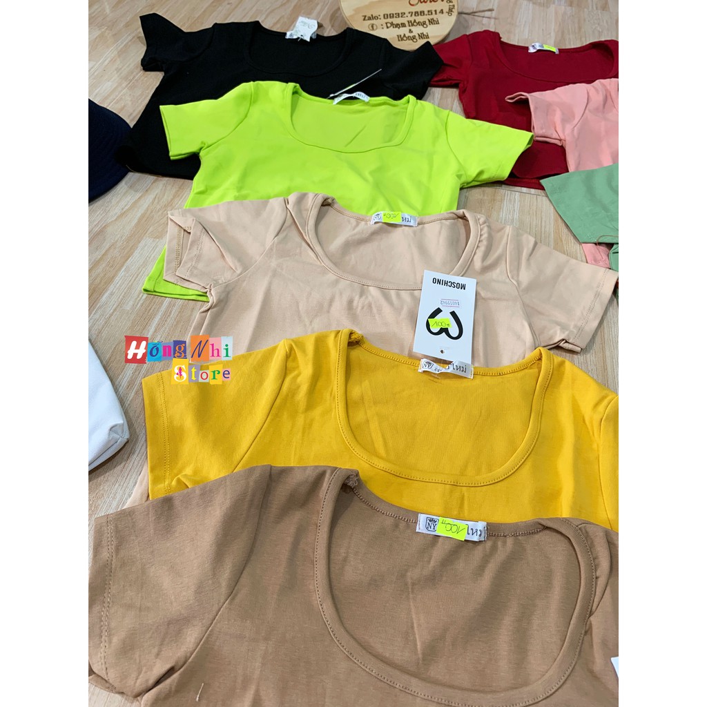 Áo Thun Croptop Body Cổ Chữ U Tay Ngắn Dáng Ôm Cổ Vuông Ulzzang