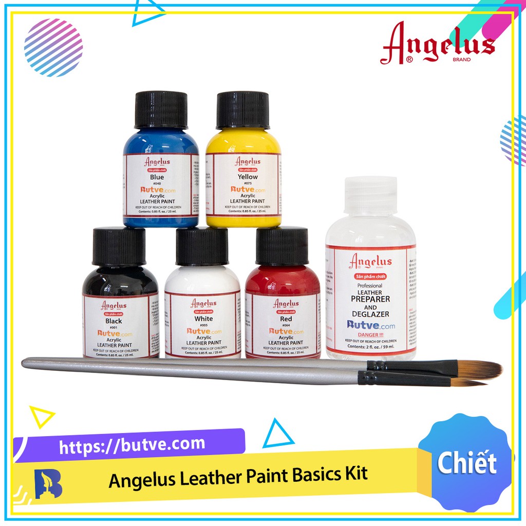 Combo bộ Angelus Leather Paint Basics Kit cơ bản dùng để custom