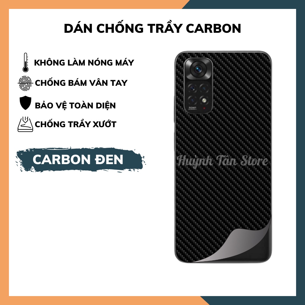 Dán decal carbon mặt sau Xiaomi Redmi Note 11 4G bản TGDĐ chống trầy mặt lưng,chống vân tay