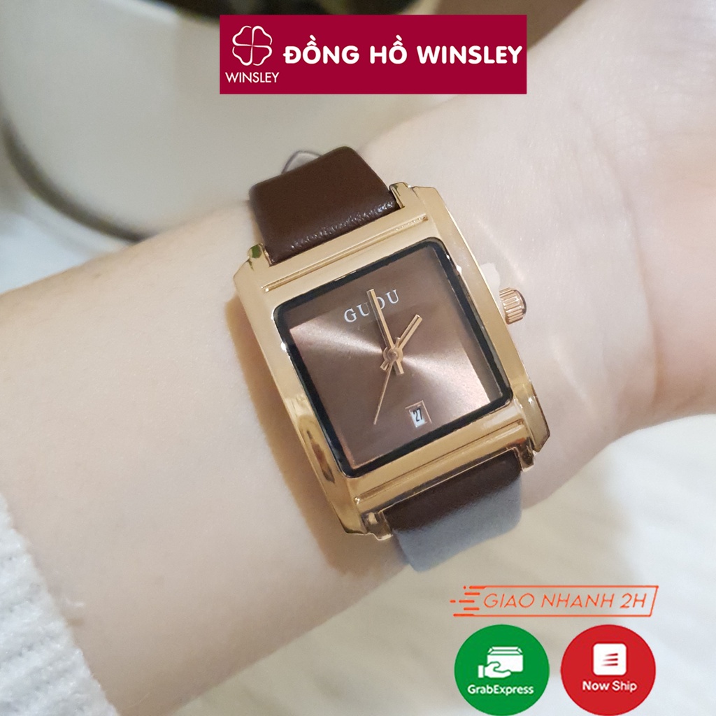 Đồng hồ nữ Guou dây da mặt vuông rẻ dây nhỏ chính hãng Tony Watch 68