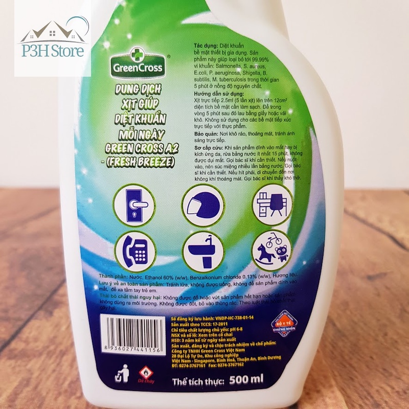 Dung Dịch Xịt Diệt Khuẩn Green Cross A2