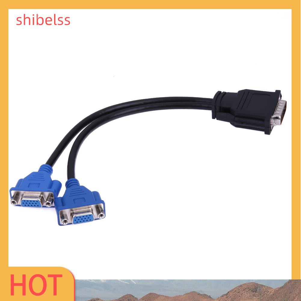 Shibelss DMS-59 Pin Male to 2 VGA 15 Pin Female Splitter Adapter Cable