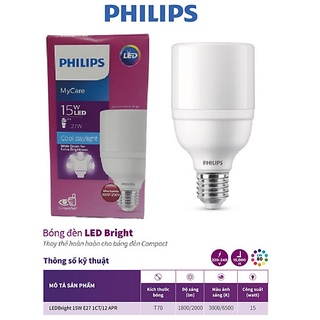 BÓNG LED BRIGHT 15W E27 1CT/12 APR PHILIPS