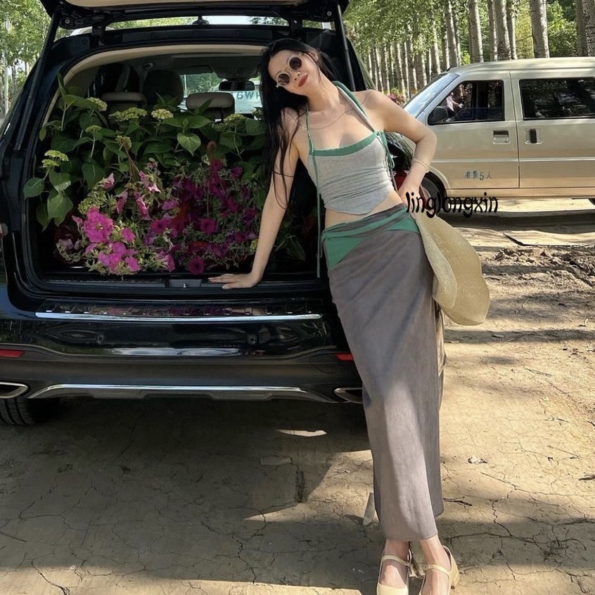 Áo Hai Dây Dáng Ôm Màu Sắc Thời Trang Mùa Hè Cho Nữ Linglongxi2