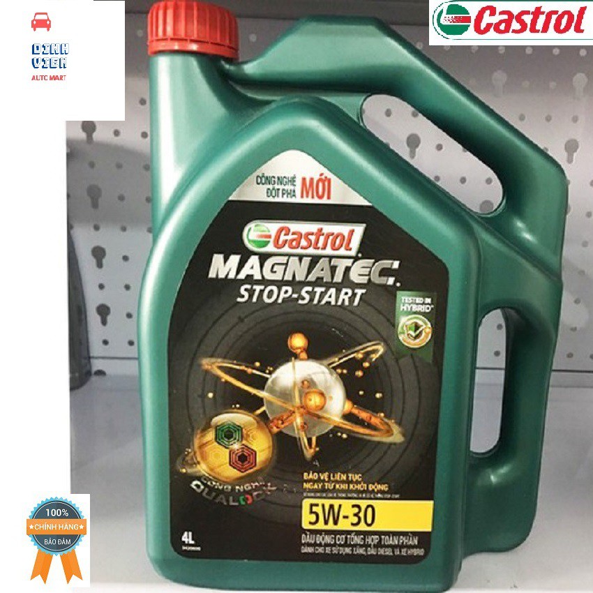 Dầu nhớt { Castrol } Công nghệ tổng hợp cao cấp dành cho xe ô tô Castrol magnatec stop-start 5w30  loại 4 lít.