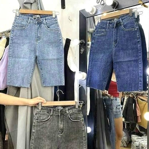 [Bigsize 32-36] Quần Ngố Jeans, Lưng Siêu Cao, Co Giãn Mạnh TRƠN/RÁCH 1 ĐÙI