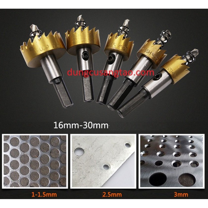 Mũi khoét lỗ Inox, khoét lỗ sắt và kim loại khác D16-D18-D22mm