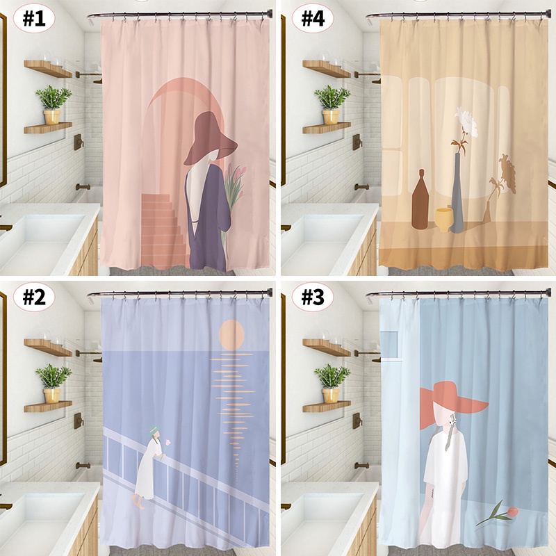 Rèm treo cửa nhà tắm họa tiết xinh xắn chống thấm nước tiện lợi