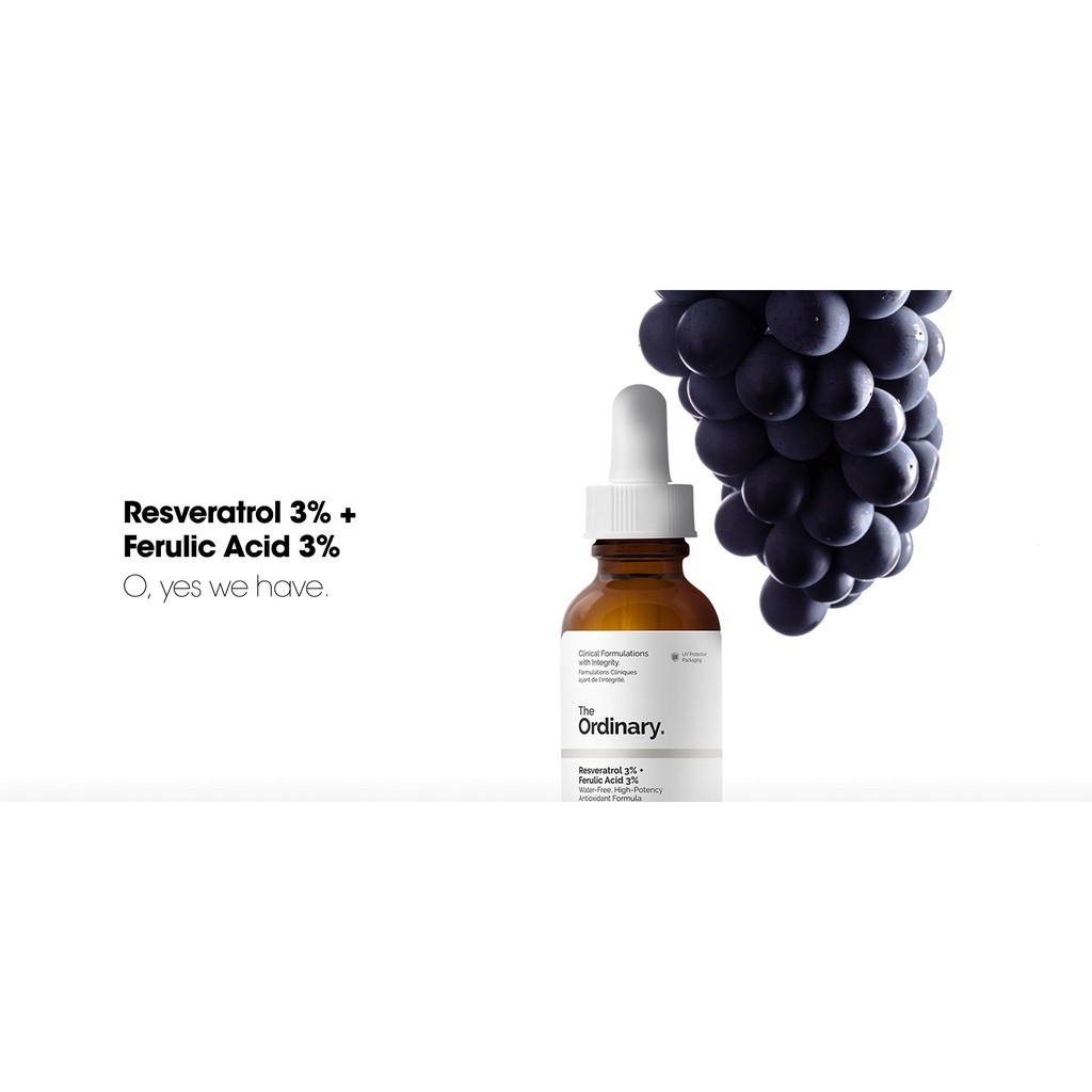 [TOP 1 SHOPEE] Tinh chất chống oxy hóa The Ordinary Resveratrol 3% Ferulic Acid 3% (Bill Anh)