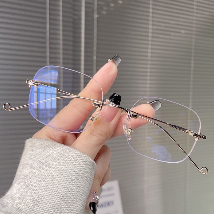 Mắt Kính Gọng Kim Loại Chống Bức Xạ Phong Cách Retro Hàn Quốc Cho Nam Nữ