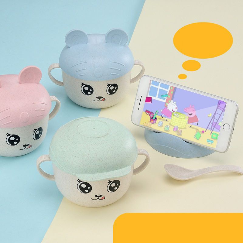 Ca lúa mạch 2 quai có nắp hình tai thỏ và tròn có kèm muỗng 12x11.7cm,,,