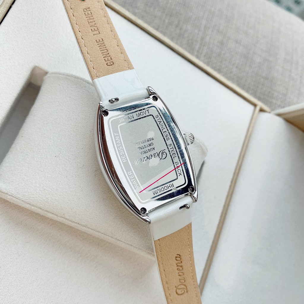 Đồng Hồ Davena Nữ Dây Da Trắng 36mm Silver